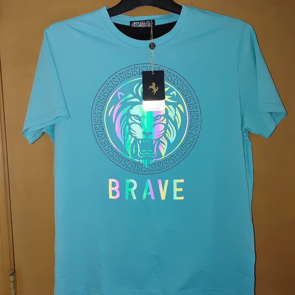 RIVELLI Woman's Short Sleeves Beaded T-shirt Size L NWT